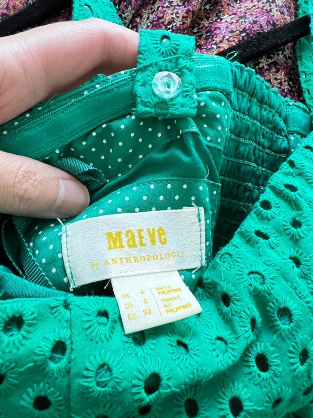 Anthropologie Emerald Green Eyelet Midi Dress - Picture 6 of 6